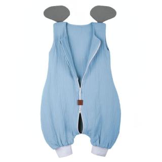 Topmark Hi Little One śpiworek do spania z nogawkami dla Niemowlaka TOG 1,0 BIO muślin ELEPHANT Baby Blue/Gray roz M