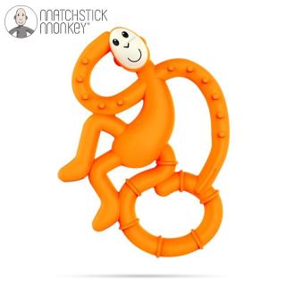 Topmark Matchstick Monkey Mini gryzak silikonowy sensoryczny ze szczoteczką Orange