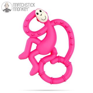 Topmark Matchstick Monkey Mini gryzak silikonowy sensoryczny ze szczoteczką Pink