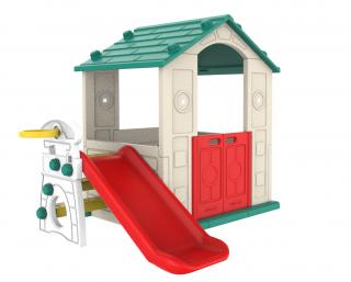 Domek dla dzieci Zjeżdżalnia 3w1 zielony Dach CHD-501G