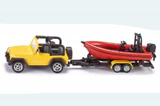 Pojazd model metalowy Jeep z łodzią SIKU S1658