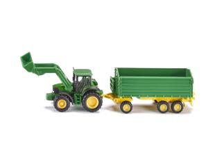 Traktor John Deere z Przyczepą i Ładowarką 1:87 SIKU S1843