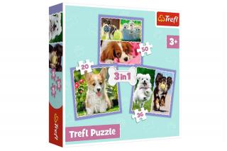Trefl Puzzle 3w1 Urocze pieski 34854