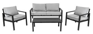 Zestaw Meble Ogrodowe Aluminiowe Sofa Dwa Fotele Stolik 201271