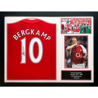 Słynni piłkarze koszulka w antyramie Arsenal FC 1982 Bergkamp Signed