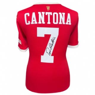 Słynni piłkarze koszulka w antyramie Manchester United FC Cantona Sig