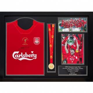Słynni piłkarze koszulki w ramkach Liverpool FC 2005 Gerrard Signed S