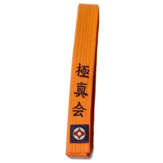 Pomarańczowy Pas Karate do Kimona napis Kyokushin