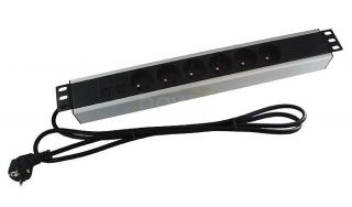 Listwa zasilająca 1,5U 19" 6 gniazd +2*RJ45