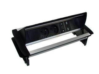 Mediaport TABLE BOX 2x230V 1xHDMI 2xUSB SREBRNY 4xprzewód zasilający dł. 2m