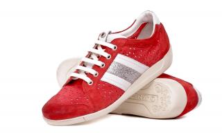 Trampki Sneakers Włoskie Janet Sport Czerwone Skóra