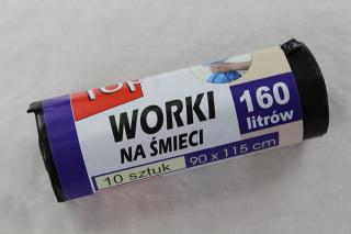 WORKI NA ŚMIECI 160 L CZARNE 10 szt