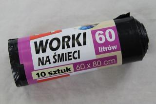 WORKI NA ŚMIECI 60 L CZARNE 10 szt