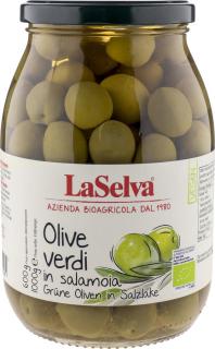 LaSelva Zielone oliwki z pestką w zalewie 1kg BIO