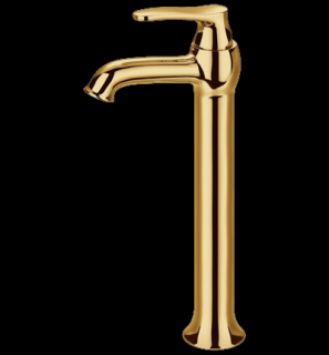 ART DECO Bateria umywalkowa nablatowa z korkiem klik-klak złota połysk ART DECO Bateria umywalkowa wysoka złota