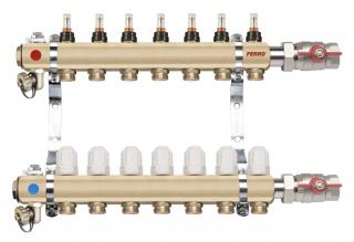 FERRO Rozdzielacz mosiężny 9-obwodowy podłogówka