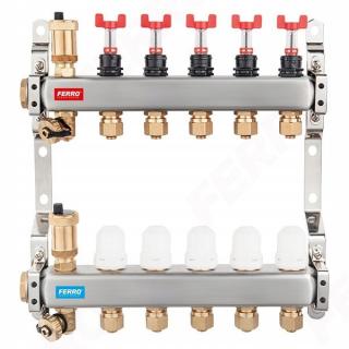 FERRO rozdzielacz podłogówka nierdzewny 5 obwodów