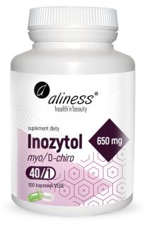 Inozytol myo/D-chiro, 40/1, 650 mg + B6 100 Vege caps - Aliness