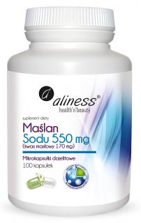 Maślan Sodu 550 mg (Kwas masłowy 170 mg) 100 VEGE kaps. - Aliness