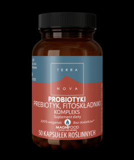 PROBIOTYKI,PREBIOTYK, FITOSKŁADNIKI KOMPLEKS 100 weg. kaps. - Terranova