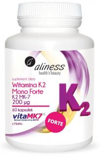 Witamina K2 Menachinon MonoFORTE MK-7 200 µg z Natto 60 kaps. - Aliness