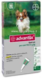 BAYER Advantix dla psów o masie do 4kg 0,4mlx4 tuby