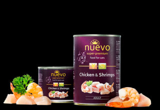 NUEVO Adult Chicken and Shrimps Bezzbożowa karma dla kotów 12x200g