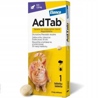 ADTAB Cat tabletki na kleszcze i pchły 12mg 0,5-2kg