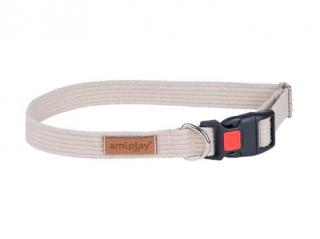 Amiplay Obroża regulowana z blokadą Cotton XL Beżowy