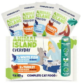 ANIMAL ISLAND Everyday 2x Indyk 2x Biała Ryba czteropak 4x85g