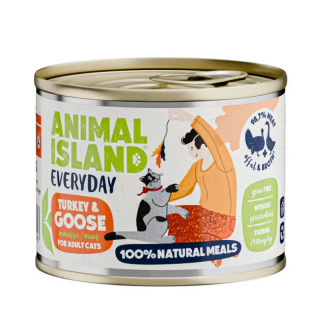 ANIMAL ISLAND Everyday Indyk z Gęsią 200g bezzbożowy mus dla kotów powyżej 3 miesiąca