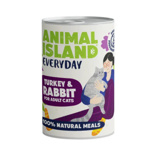 ANIMAL ISLAND Everyday Indyk z Królikiem 400g bezzbożowy mus dla kotów powyżej 3 miesiąca