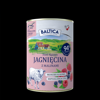 BALTICA jagnięcina z malinami 400g monoproteinowa bezzbożowa