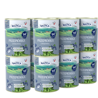 BALTICA Przepiórka z wołowiną 12x400g karma mokra bezzbożowa