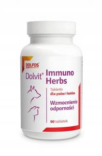 DOLFOS Dolvit Immuno Herbs 90 tabletek preparat zwiększający odporność psów i kotów