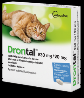 Drontal Cat 230mg/20mg 2 tabletki na odrobaczanie kota