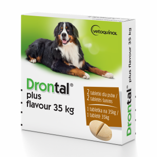 DRONTAL Dog Flavour Plus na odrobaczanie psa powyżej 35kg 2 tabletki