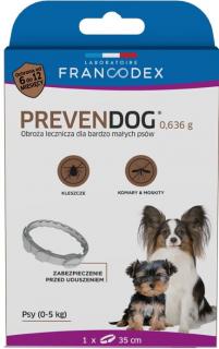 FRANCODEX Obroża biobójcza PREVENDOG 35 cm dla bardzo małych psów do 5 kg - 1 szt.