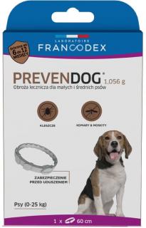 FRANCODEX Obroża biobójcza PREVENDOG 60 cm dla małych i średnich psów do 25 kg - 1 szt.