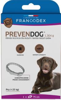 FRANCODEX Obroża biobójcza PREVENDOG 75 cm dla dużych i bardzo dużych psów pow. 25 kg - 1 szt.