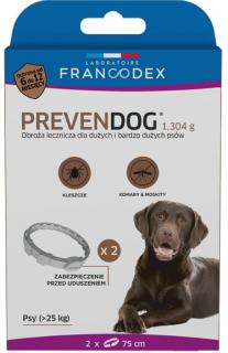 FRANCODEX Obroża biobójcza PREVENDOG 75 cm dla dużych i bardzo dużych psów pow. 25 kg - 2 szt.