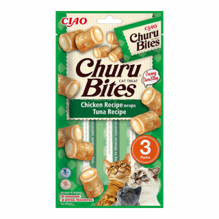 INABA CAT Churu Bites kurczak z tuńczykiem 3x10g