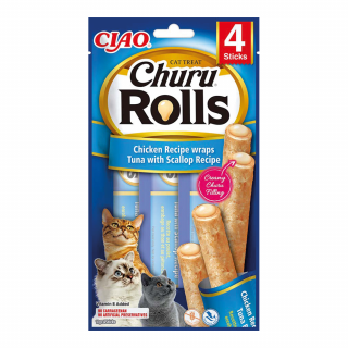 INABA CAT Churu Rolls kurczak z tuńczykiem i małżą 4x10g