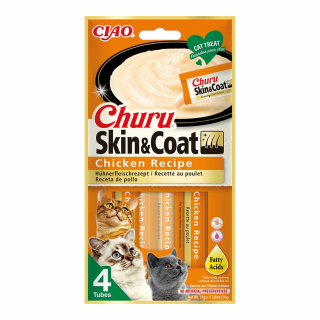 INABA CAT Churu Skin and Coat kurczak 4x14g