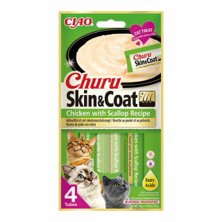 INABA CAT Churu Skin and Coat kurczak małża 4x14g