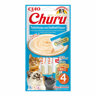 INABA CAT Churu tuńczyk z owocami morza 4x14g