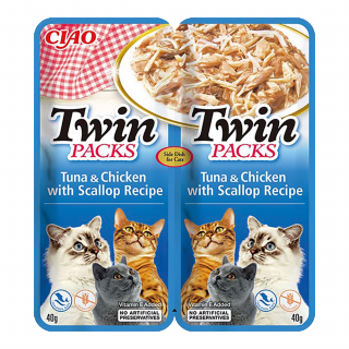 INABA CAT Twin tuńczyk z kurczakiem i małżą 2x40g