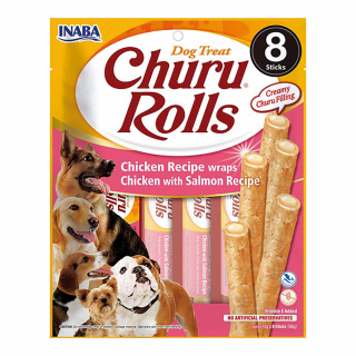 INABA DOG Churu Rolls Kurczak z łososiem 8x12g