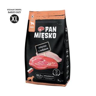 PAN MIĘSKO Cielęcina z indykiem chrupki XL 9kg karma sucha dla psa dorosłego