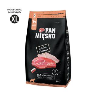 PAN MIĘSKO Cielęcina z indykiem XL 20kg karma sucha dla psa dorosłego